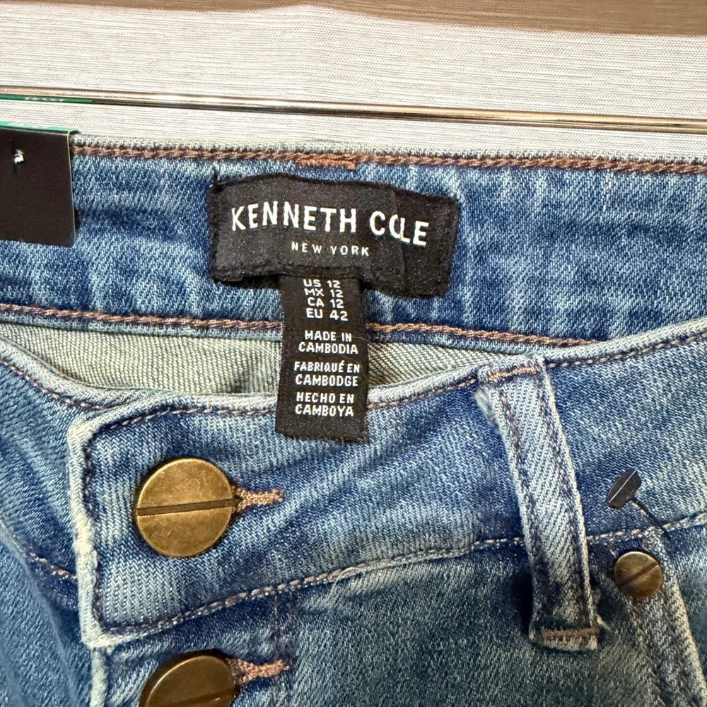 Kenneth Cole New York Womens High Rise Straight Leg Button Fly Jean size 12